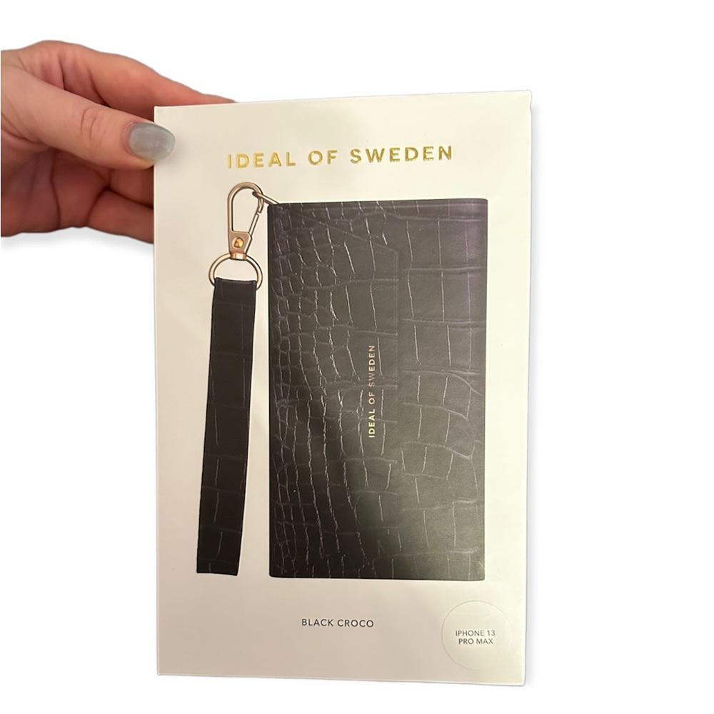 Ideal Of Sweden- Apple iPhone Pro Max 13 fold/buttoned  wallet Case-Black Croco